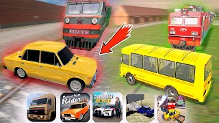 Train VS CARS In Different GAMES * on the phone* BEAMNG IN ANDROID