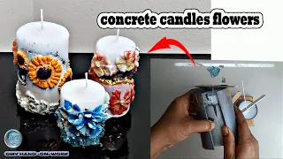How To Make Cement Candle Holder  ||   Candle Holder diy || Clay Flower
