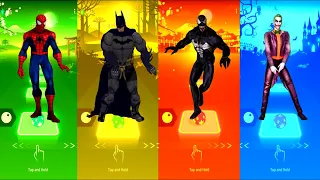 Spiderman vs Batman vs Venom vs Joker | Marvel Comics | Dc Comics | Tiles Hop Fun Ball