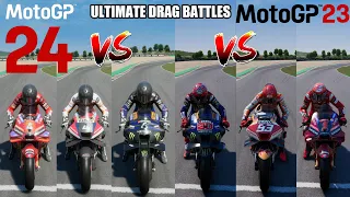 MOTOGP 24 VS MOTOGP 23 - ULTIMATE DRAG BATTLES - WHICH GP BIKES ARE BETTER? YOU DECIDE !!