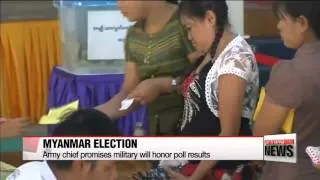 Myanmar army chief promises military will honor election results   미얀마 총선