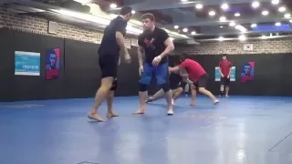 Showing Korean Zombie MMA Gym & Drilling Wrestling Judo Takedowns Throws Thigh Master Choke!