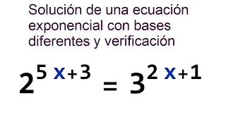 Ecuación exponencial con bases diferentes