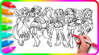 Coloring Pages EQUESTRIA GIRLS | How to draw My Little Pony | Easy Drawing Tutorial Art