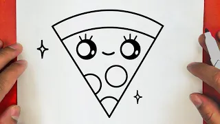 HOW TO DRAW A CUTE PIZZA SLICE , STEP BY STEP, DRAW Cute things