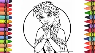 Frozen Princess Elsa drawing, how to draw Elsa from Frozen, Frozen movie colouring pages