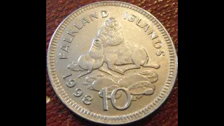 1998 Falkland Islands 10 Pence Coin