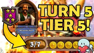 I leveled to Tier 5 on Turn 5 and got rewarded! | Hearthstone Battlegrounds