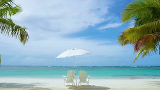 Lounge Chairs on a Tropical Caribbean Beach Ocean Sounds for Relaxation, Meditation and Study