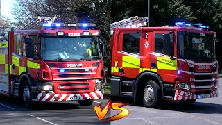 OLD vs NEW Northamptonshire Fire & Rescue Appliances Responding from Mereway on Lights and Sirens!!