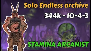 ESO Endless Archive Solo - 344k. 10-4-3 - Stamina Arcanist