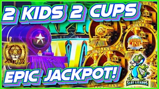 ACTION PACKED EPIC JACKPOT COMEBACK! 2 KIDS 2 CUPS!  Luxury Line 50 Lions Slot HIGHLIGHT