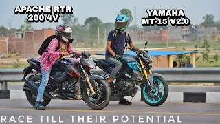 Yamaha MT-15 v2 Vs Apache RTR 200 | Long Race | पूरा बेकार कर दिया इसे🤦