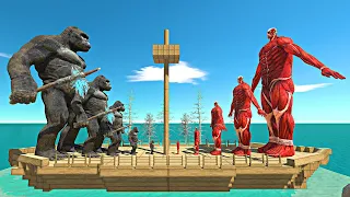 War on Ship | King Kong vs Colossal Titan - Animal Revolt Battle Simulator