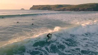 Surfing in Polzeath, North Cornwall.