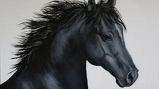 Black Horse Acrylic Painting LIVE Tutorial