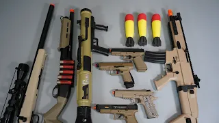 Tan Color Airsoft Toy Gun - Nerf Gun - M24 Sniper Gun -Rocket launcher-Colt1911- Toy Guns Collection