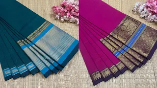 Premium Chettinad Big Border Cotton Sarees 🌸 WhatsApp: 8667553633 #purecotton