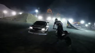 Drifting, FMX, and Motorbike Stunt riding at night - Qatar Motorshow 2012