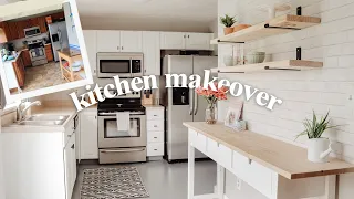 DIY SMALL KITCHEN MAKEOVER! Cabinet Painting, Floor Painting, On A Budget