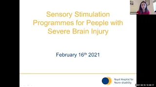RHN open lecture: Sensory stimulation for people with severe brain injury