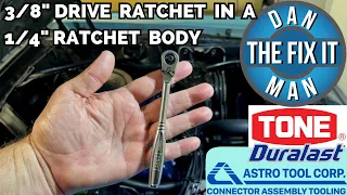 3/8" Drive Ratchet Head in 1/4" Ratchet Body - TONE, Duralast, Astro Tool - Compact Ratchets Review