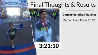 Garmin Marathon Training Plan | Final Thoughts and Results | Detroit Free Press Marathon 2022