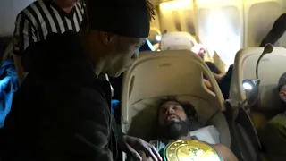 R-Truth pins a sleeping Jinder Mahal on an airplane to win the 24/7 Title