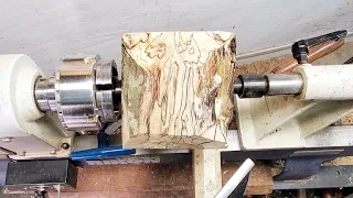 Woodturning - Camouflage Pots   職人技！ 木工旋盤で迷彩の木を削る！