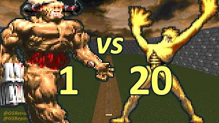 Cyberdemon vs 20 Arch-viles - Monster Infighting - Doom II Retro Battles