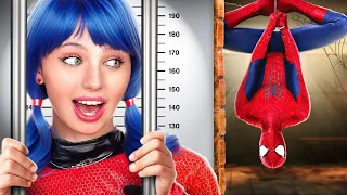 Spider-Man VS Ladybug in Jail || My New Babysitter is a Superhero