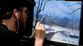 Acrylic Landscape Painting of a Snowy Path - Time-lapse - Artist Timothy Stanford