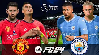 Ronaldo, Messi Vs Haaland, Mbappé | Man United Vs Man City | Primer League 2024 FC24 PC Gameplay 4K