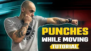 Punches while moving. Boxing training.