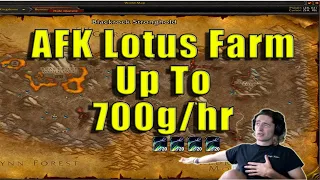 BEST WAY TO FARM GOLD (AFK????) Up to 700g/HR! Classic WoW Lotus Farming.