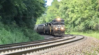 Trains Fighting Gravity On Steep Hill!  Train Struggling & Sanding The Rails On Sharpest, Curviest!