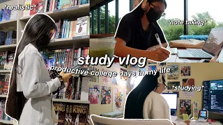 STUDY VLOG | productive college days in my life | studying, note taking & what’s in my school bag💫