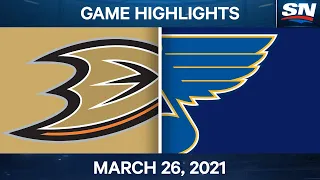 NHL Game Highlights | Ducks vs. Blues – Mar. 26, 2021