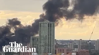 Plumes of smoke seen as fire breaks out at east London business centre