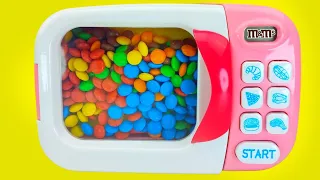 Oddly Satisfying Video | Microwave toy with Rainbow Candy Surprise Toys ASMR