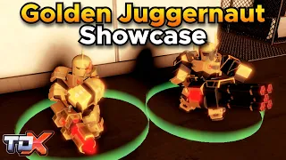 TDX Golden Juggernaut Showcase (Stats + Gameplay) - Tower Defense X Roblox