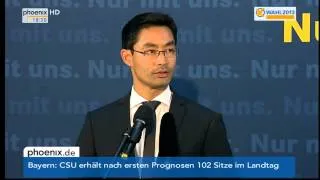 LTW Bayern: Philipp Rösler (FDP) zur ersten Hochrechnung am 15.09.2013