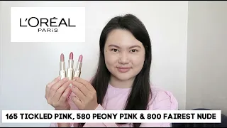 L'Oreal Pairs Colour Riche 165 Tickled Pink, 580 Peony Pink & 800 Fairest Nude | Tracey Violet