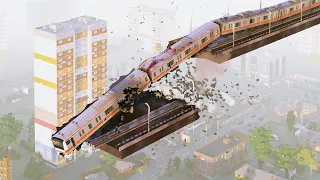 Trains vs Collapsing Bridge 😱 Teardown