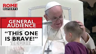 Child runs on stage during #PopeFrancis' General Audience: “This one is brave!”