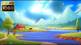 Cartoon Background - Alpine meadows +.