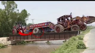 Trolley stuck with load|Belarus 510very dangerous stunt|mtz 50 full high jump|🤲