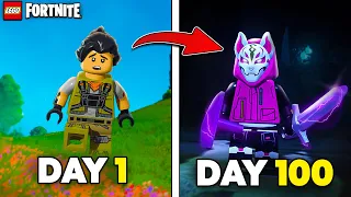 I Survived 100 Days in HARDCORE Lego Fortnite...