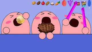 Kirby Animation - Eating Minecraft Food, Spicy Food, Gold Chocolate Mukbang Complete Edition