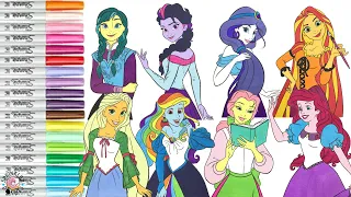 Disney Princess Makeover as My Little Pony Coloring Book Compilation Pinkie Pie Applejack Rainbow
